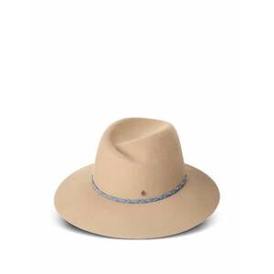 NEW MAISON MICHEL virginie hatbraid denim on wool felt hat in beige onyx